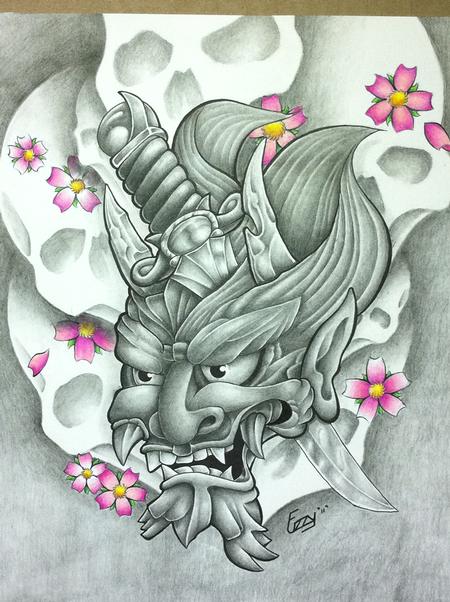 Tattoos - Japanese demon faceow. - 63352